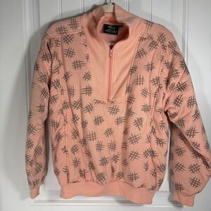 Vintage Spettro Quarter Zip Sweatshirt Pink Abstract Print Pullover